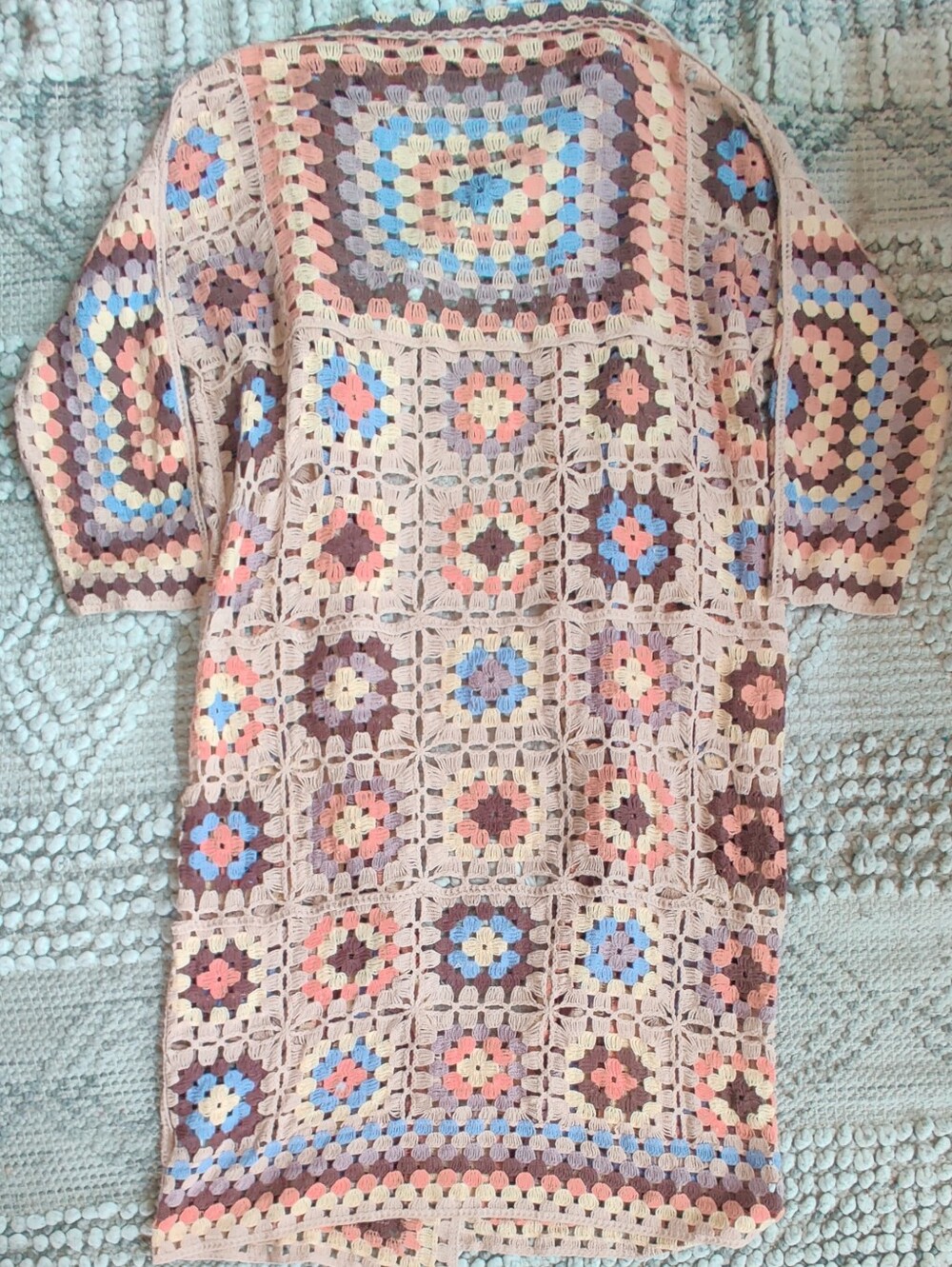 Three Bird Nest Soulful Wanderer Crochet Duster In Brown Size L/XL - Picture 5 of 7